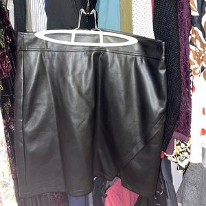 LOFT black leather skirt with slit